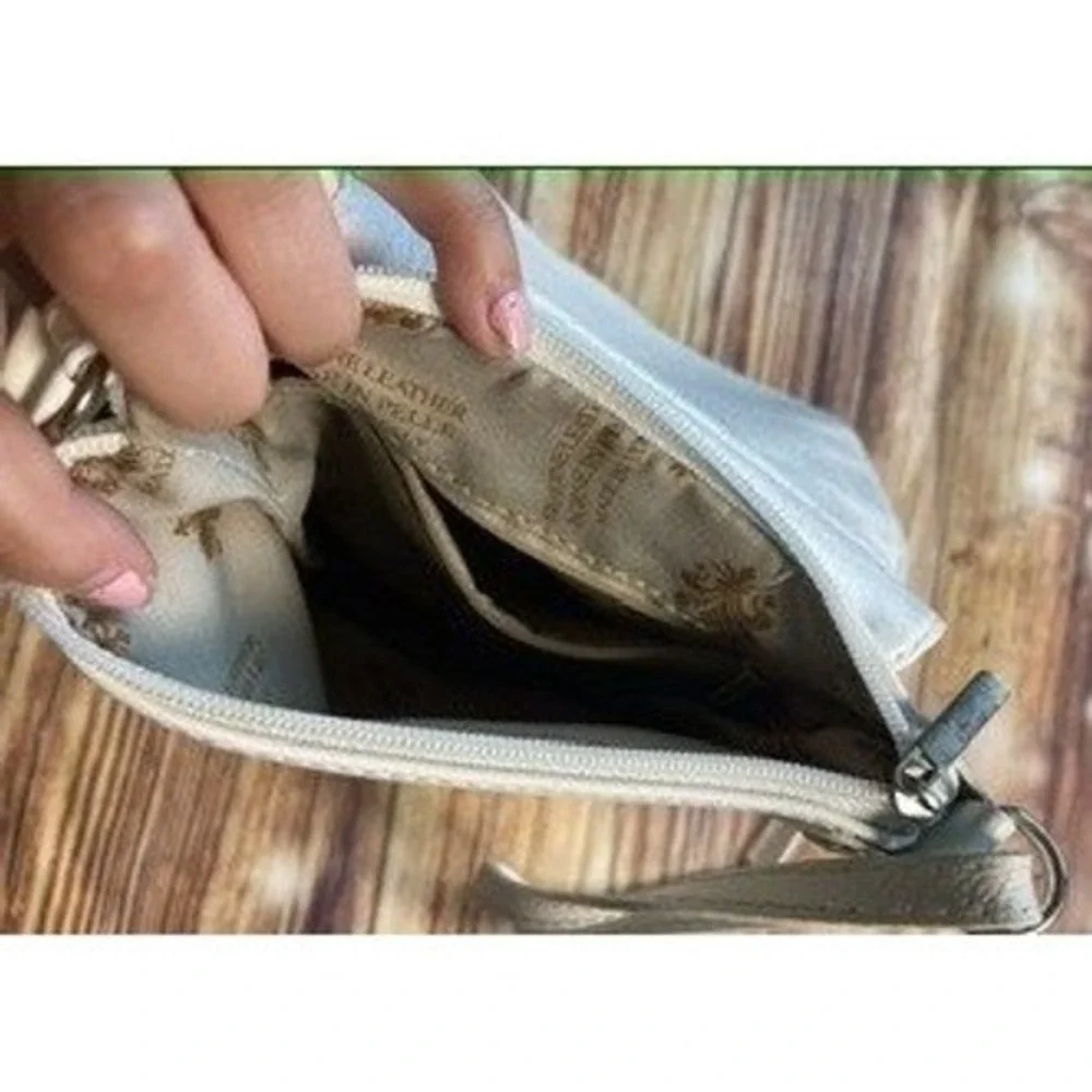 Genuine Leather Made in Italy Cream White Crossbody Bag Small Messenger Purse